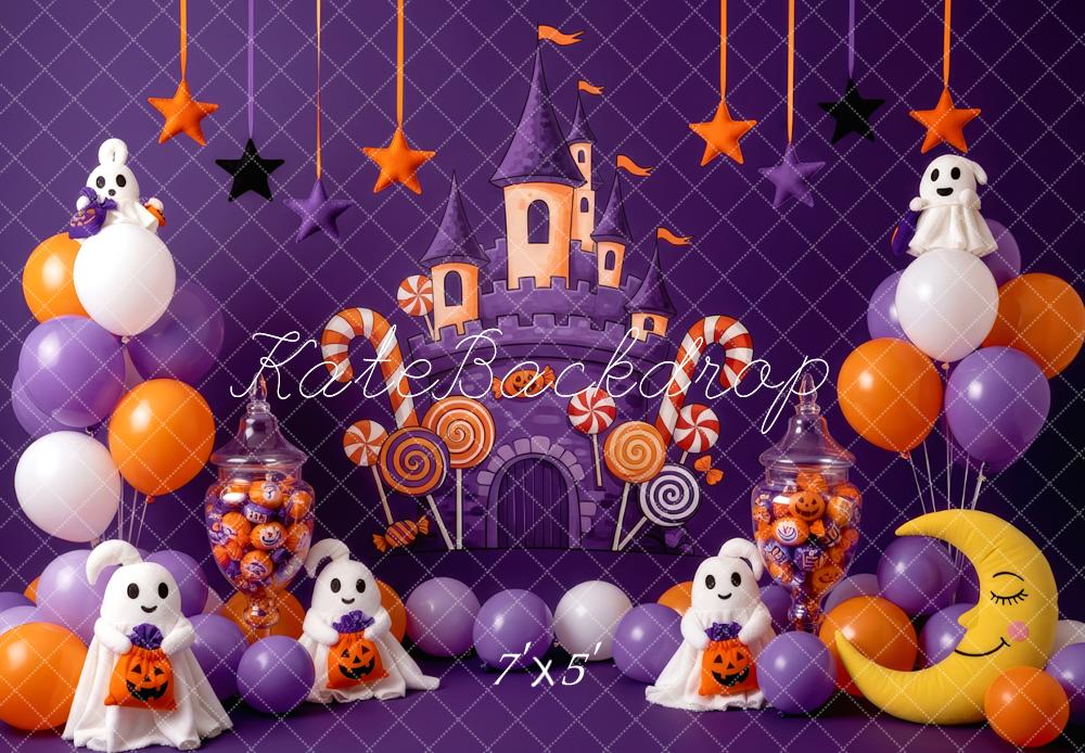 Kate Halloween Castle Ghosts Purple Backdrop Designed by Patty Roberts