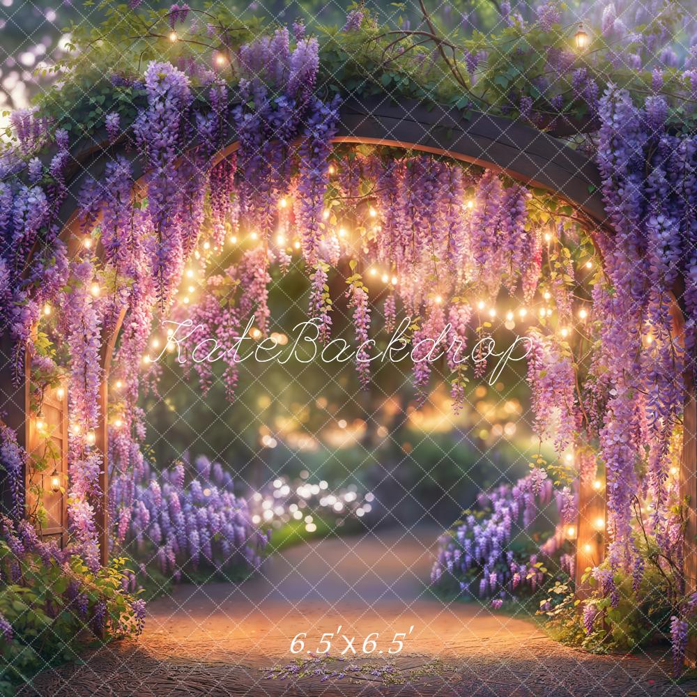 Kate Flower Arch Purple Wisteria Lights Backdrop Designed by Emetselch