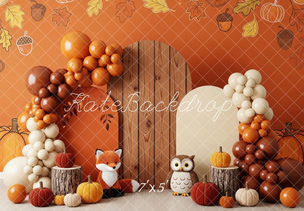 Kate Autumn Party Fox Owl Balloons Backdrop Designed by Patty Roberts