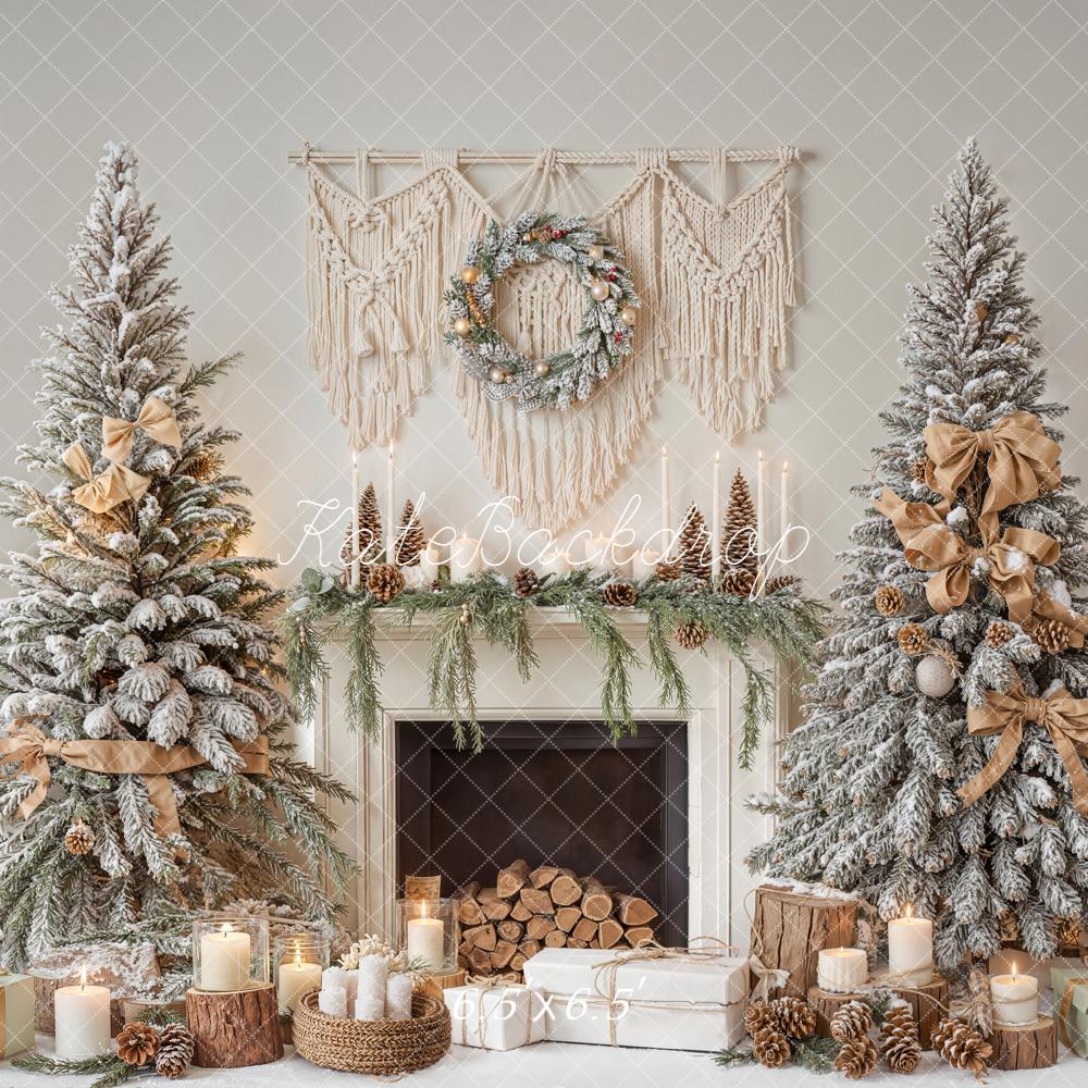 Kate Christmas Trees Fireplace Backdrop Designed by Emetselch - Kate Backdrop AU
