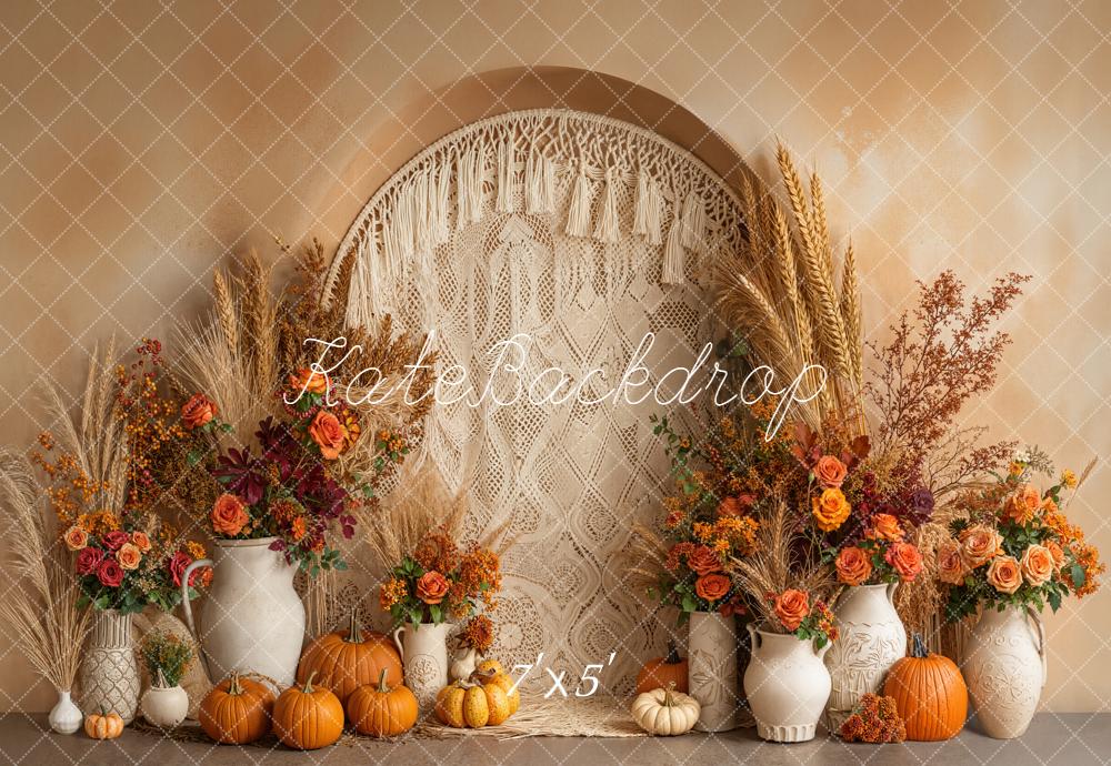 Kate Fall Boho Pumpkins Macrame Backdrop Designed by Emetselch