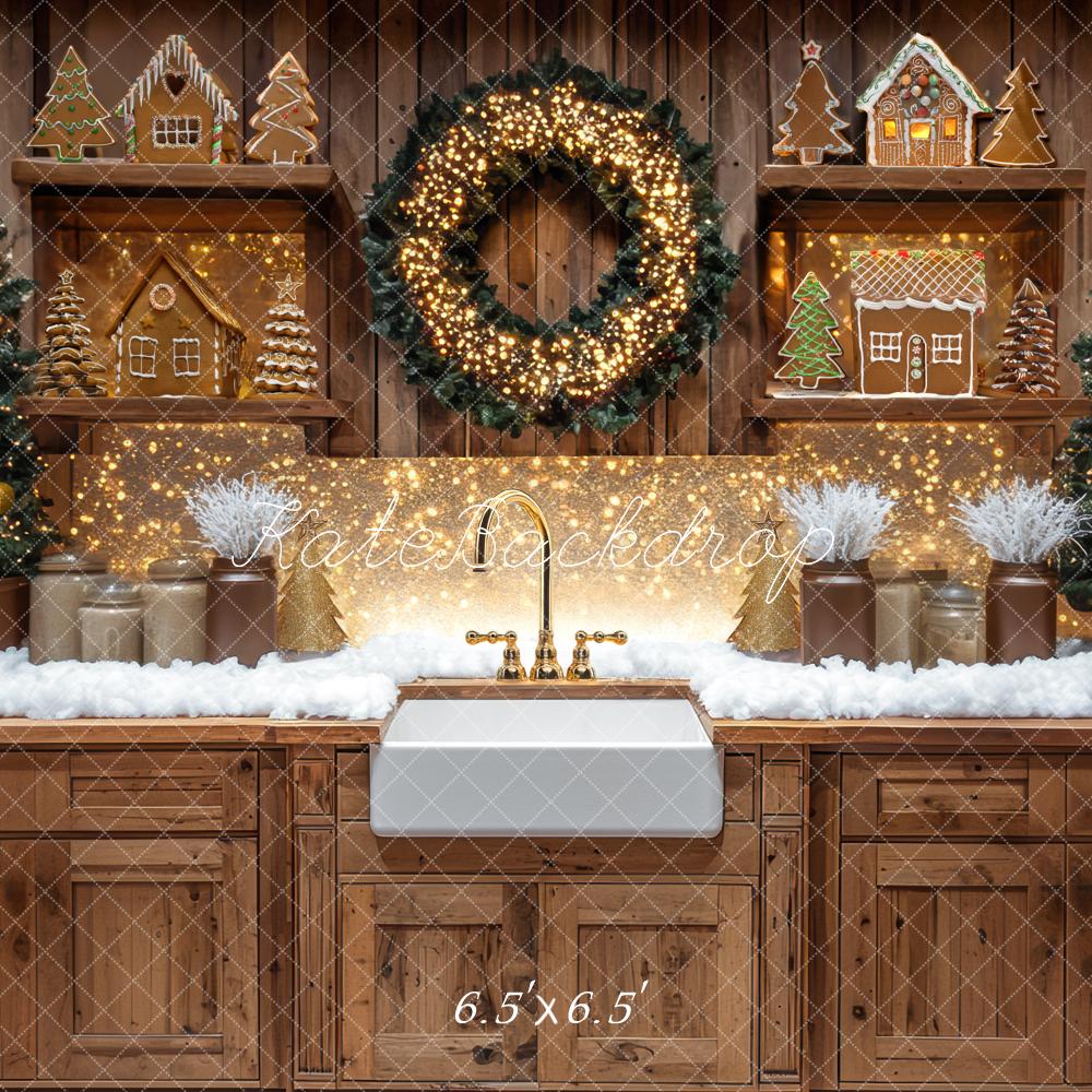 Kate Christmas Gingerbread Wreath Kitchen Backdrop Designed by Mini MakeBelieve