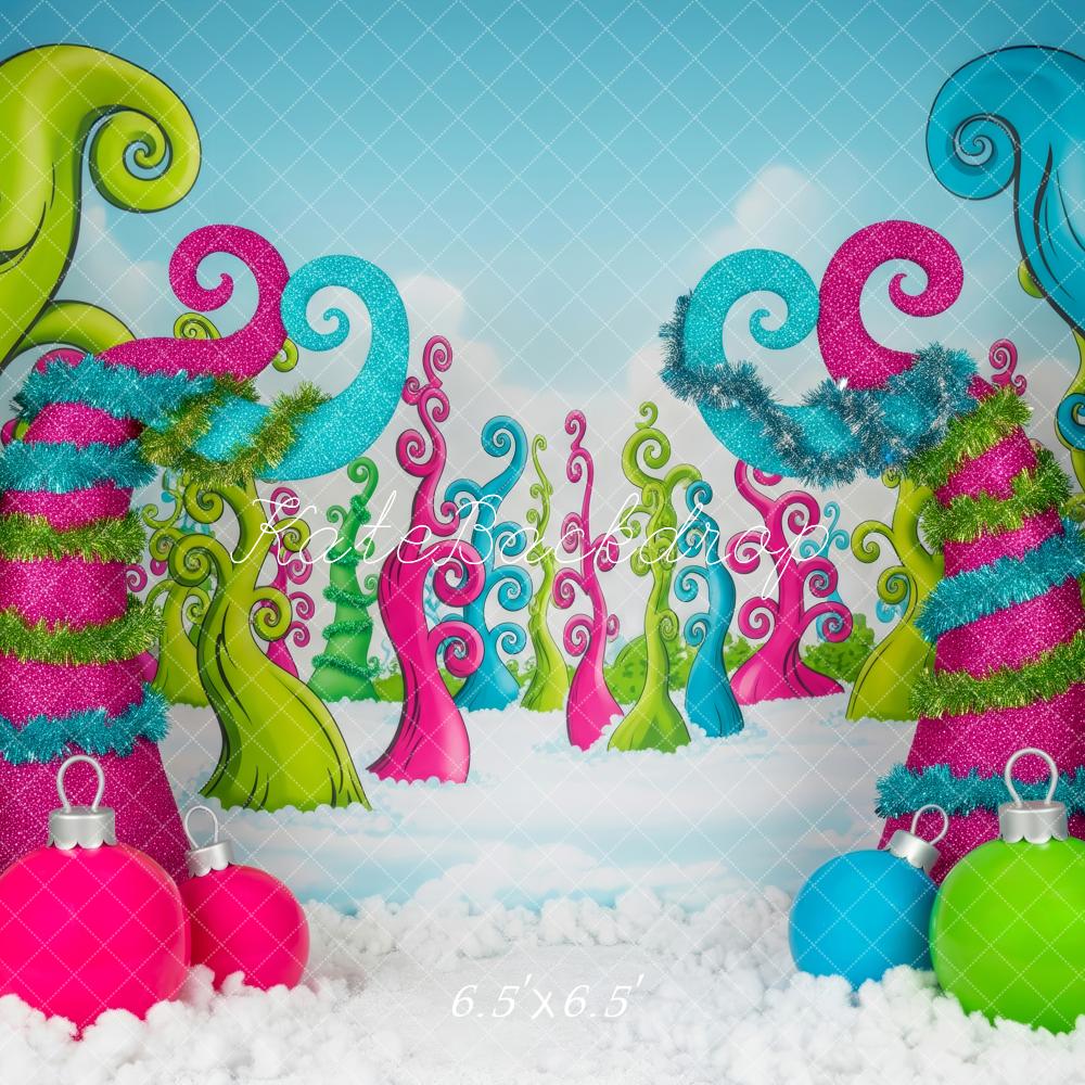 Kate Christmas Whimsical Trees Balloons Backdrop Designed by Patty Roberts