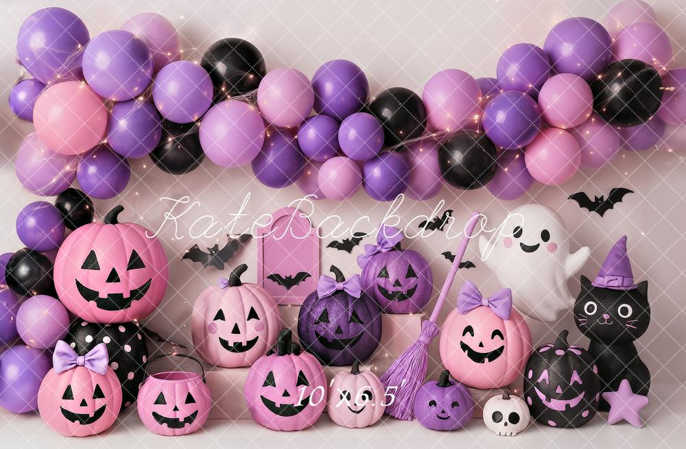 Kate Halloween Pumpkins Balloons Backdrop Designed by Ashley Paul - Kate Backdrop AU