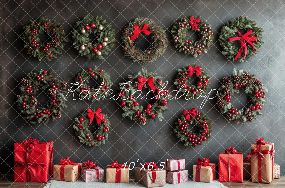 Kate Christmas Wreaths Presents Backdrop Designed by Patty Roberts - Kate Backdrop AU