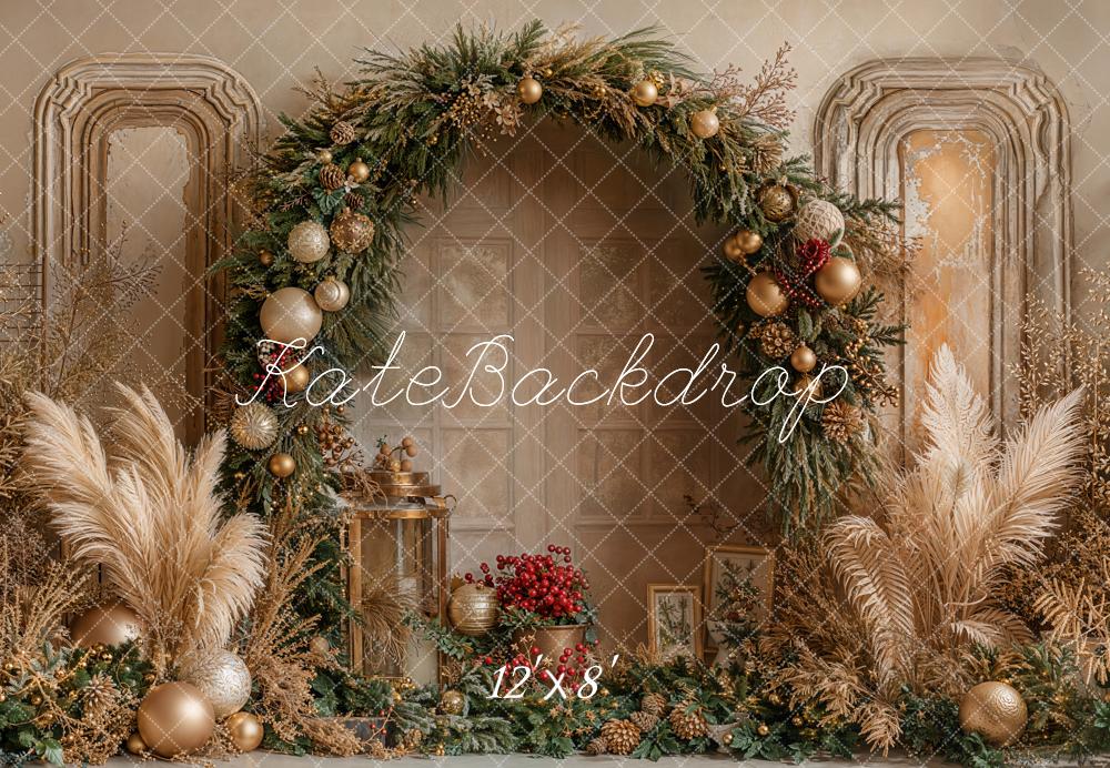 Kate Christmas Arch Pampas Grass Fleece Backdrop Designed by Emetselch - Kate Backdrop AU