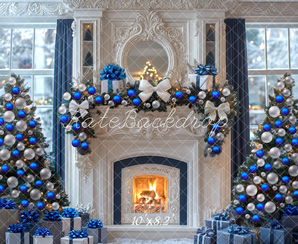 Kate Christmas Fireplace Gift Boxes Backdrop Designed by Mini MakeBelieve - Kate Backdrop AU