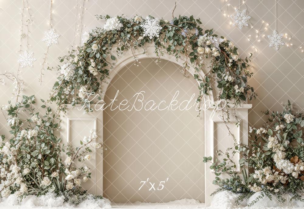 Kate Arch Snowflakes Greenery Backdrop Designed by Emetselch