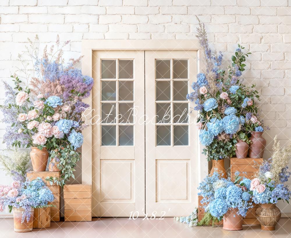 Kate White Door Flowers Wooden Crates Backdrop Designed by Emetselch