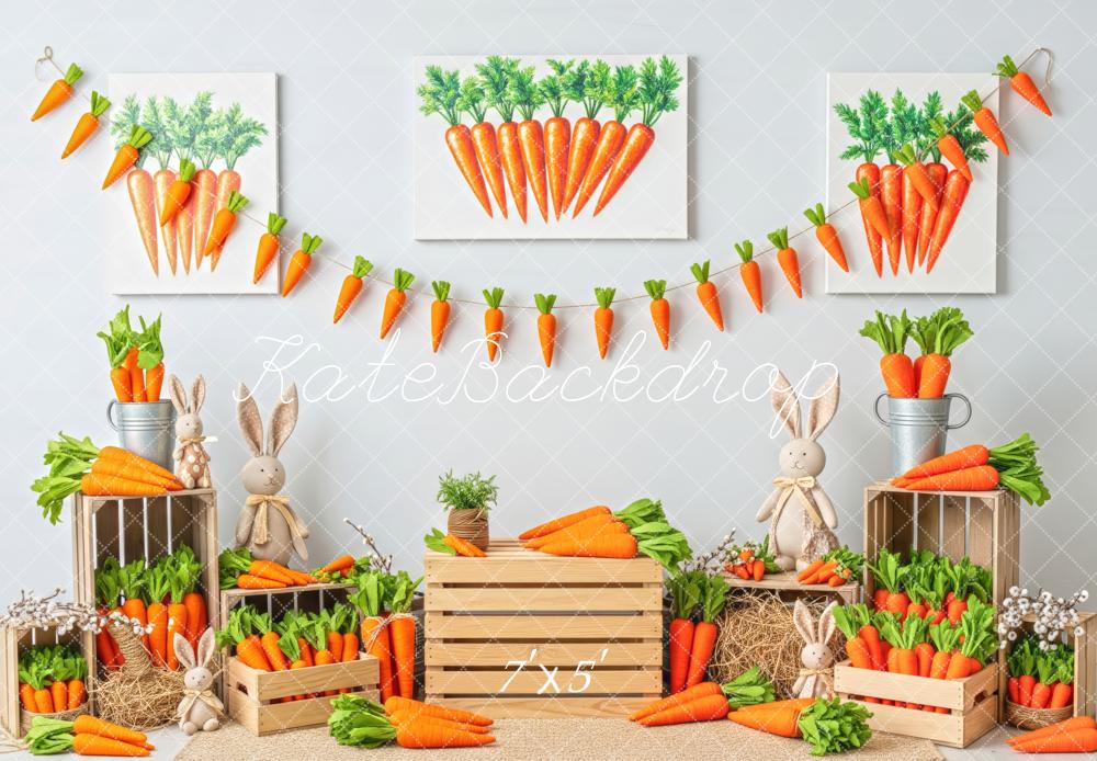 Kate Easter Bunny Carrot Garland Crates Backdrop Designed by Patty Roberts