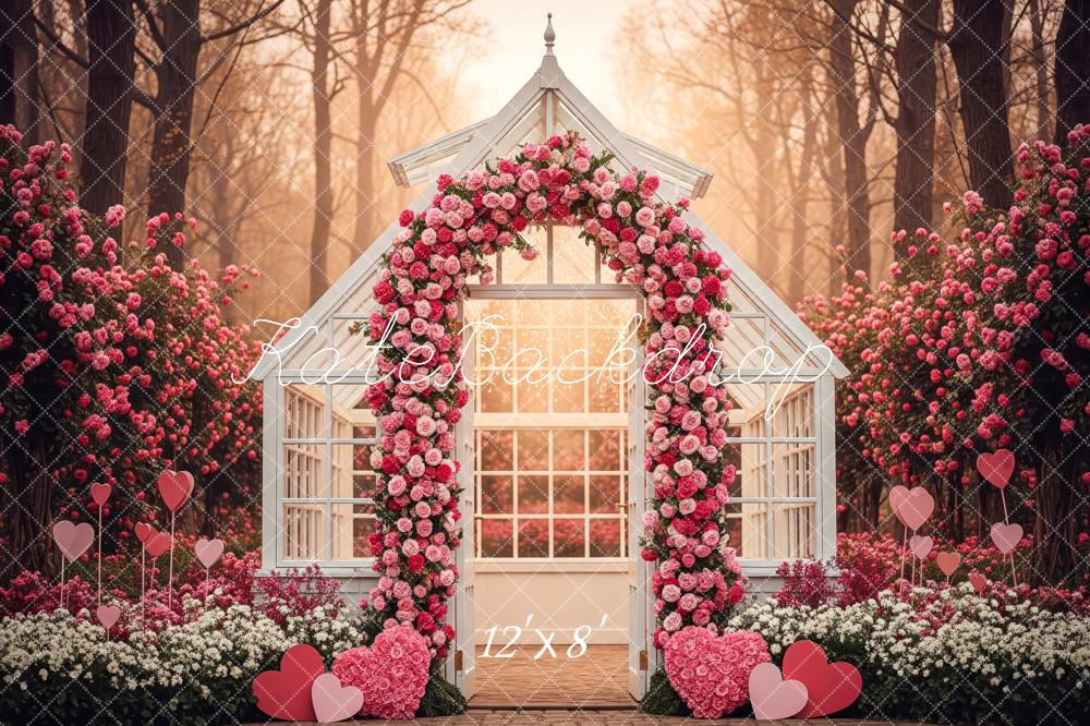 Kate Flower Arch Pink Roses Greenhouse Backdrop Designed by Patty Roberts