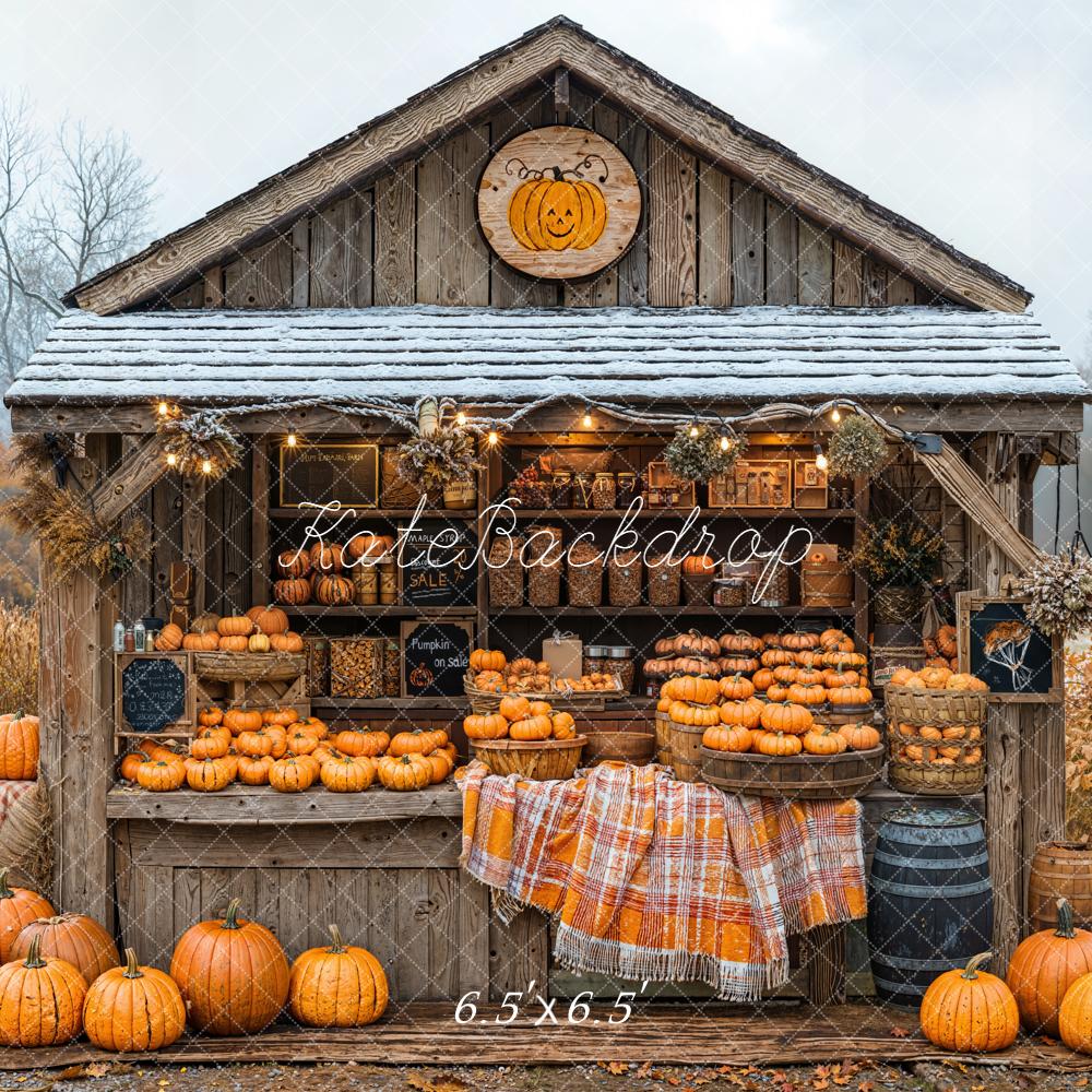 Kate Autumn Pumpkin Wooden Shed Backdrop Designed by Emetselch