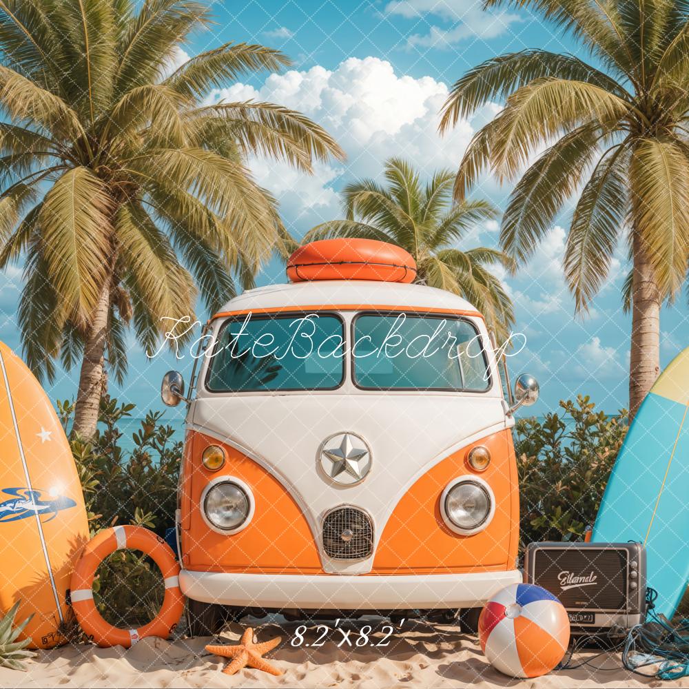 Kate Summer Van Surfboards Palm Trees Backdrop Designed by Emetselch