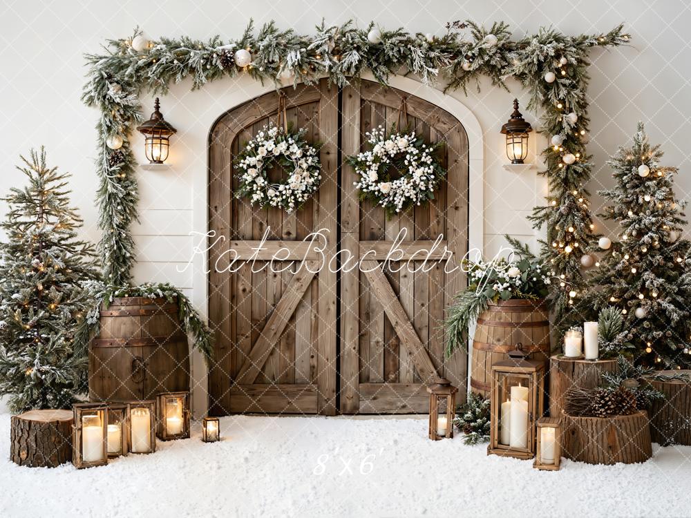 Kate Christmas Wooden Door Fleece Backdrop Designed by Emetselch