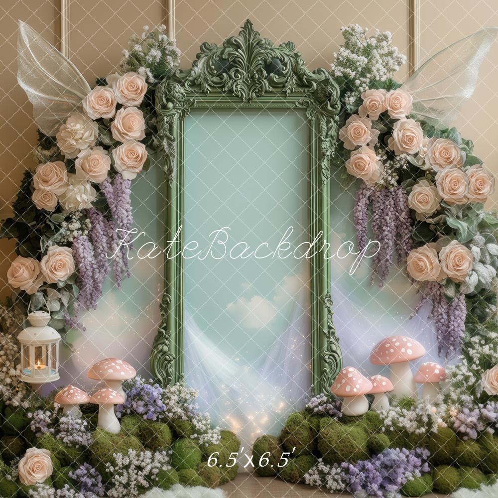 Kate Fairy Fantasy Floral Wings Mushrooms Backdrop Designed by Mini MakeBelieve - Kate Backdrop AU