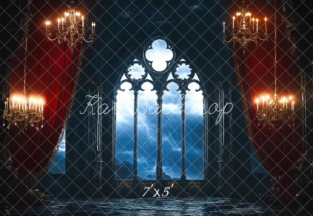 Kate Gothic Windows Chandeliers Curtains Backdrop Designed by Emetselch
