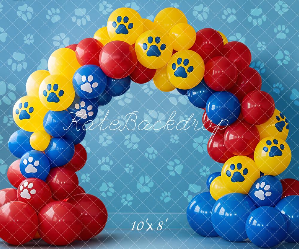 Kate Paw Balloon Arch Blue Backdrop Designed by Emetselch