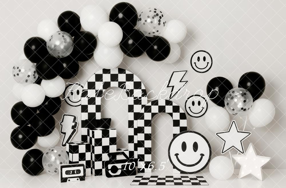 Kate Black White Checkered Balloons Backdrop Designed by Patty Roberts