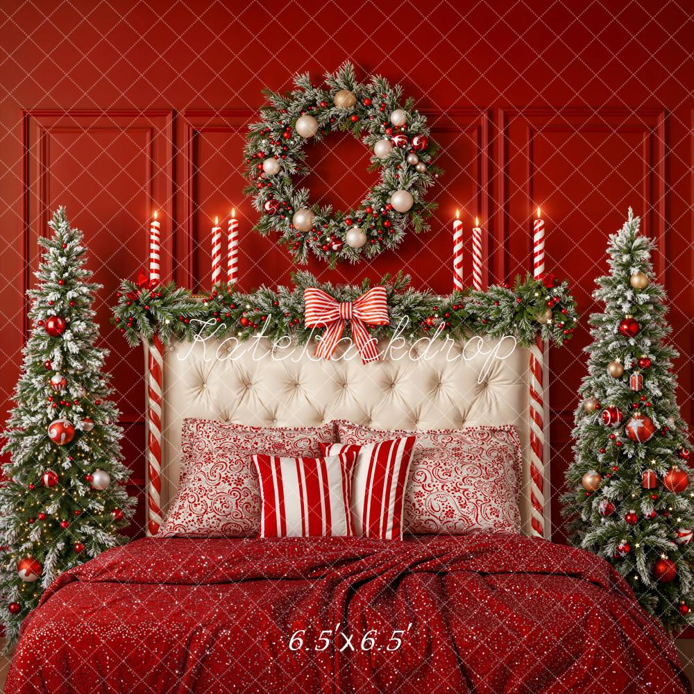 Kate Christmas Bed Wreath Christmas Trees Backdrop Designed by Emetselch - Kate Backdrop AU