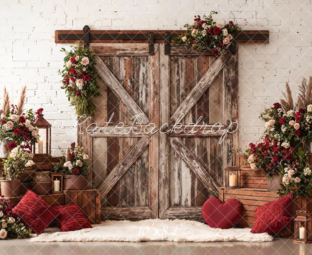 Kate Rustic Wooden Barn Door Backdrop Designed by Emetselch