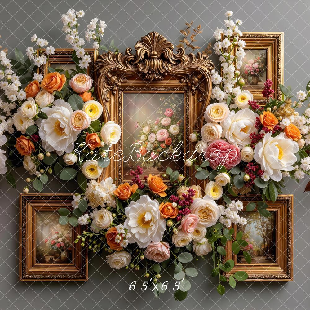 Kate Flower Ornate Frames Floral Backdrop Designed by Mini MakeBelieve