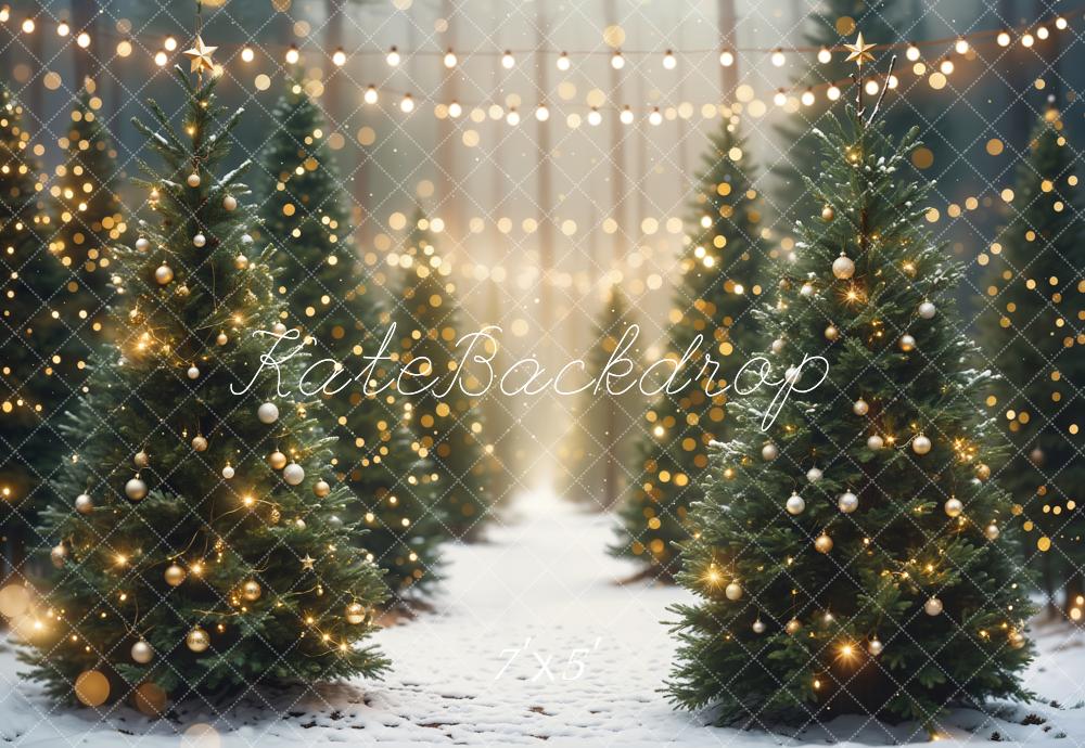 Kate Christmas Tree Forest Bokeh Backdrop Designed by Emetselch
