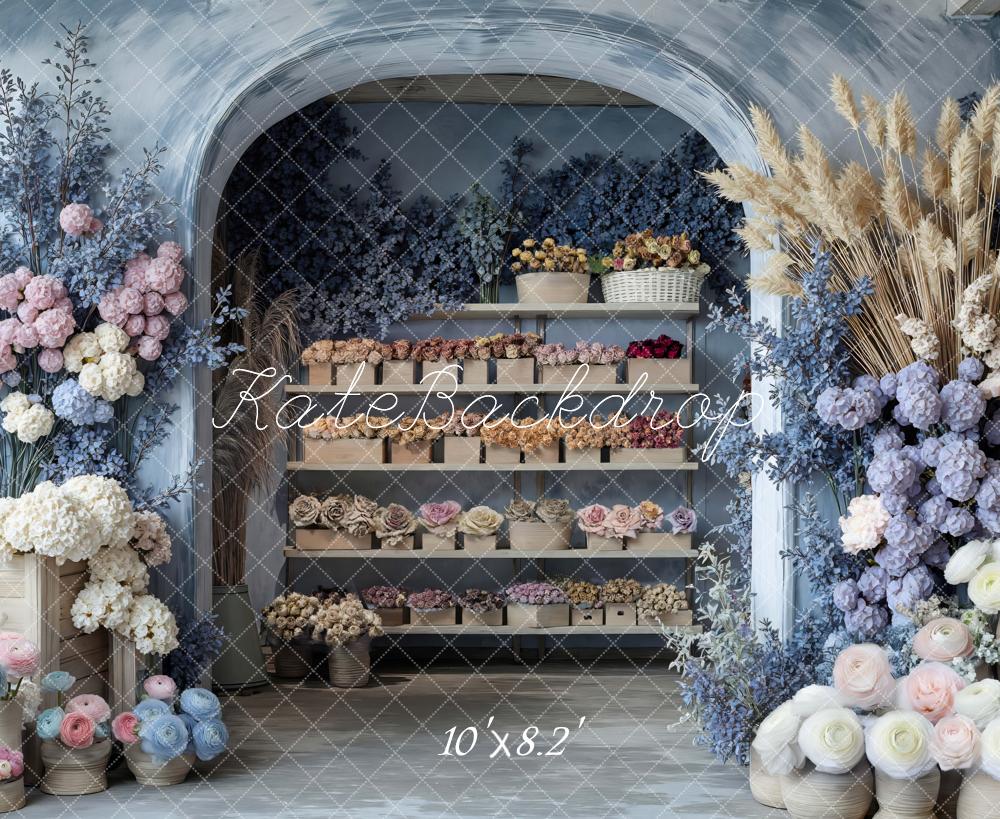 Kate Flower Arch Cabinet Blue Backdrop Designed by Mini MakeBelieve