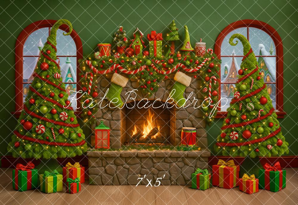 Kate Green Christmas Fireplace Gifts Backdrop Designed by Ashley Paul