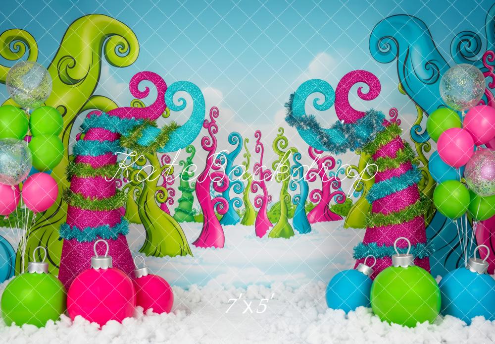 Kate Christmas Whimsical Trees Balloons Backdrop Designed by Patty Roberts