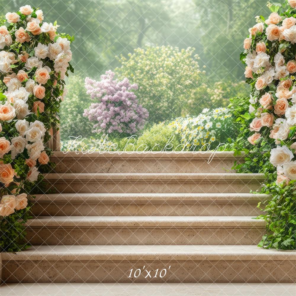 Kate Flower Stairs Spring Backdrop Designed by Mini MakeBelieve - Kate Backdrop AU