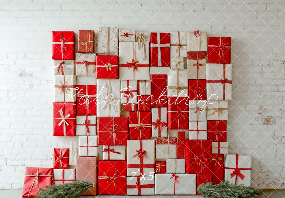 Kate Christmas Presents Brick Wall Backdrop Designed by Patty Roberts - Kate Backdrop AU