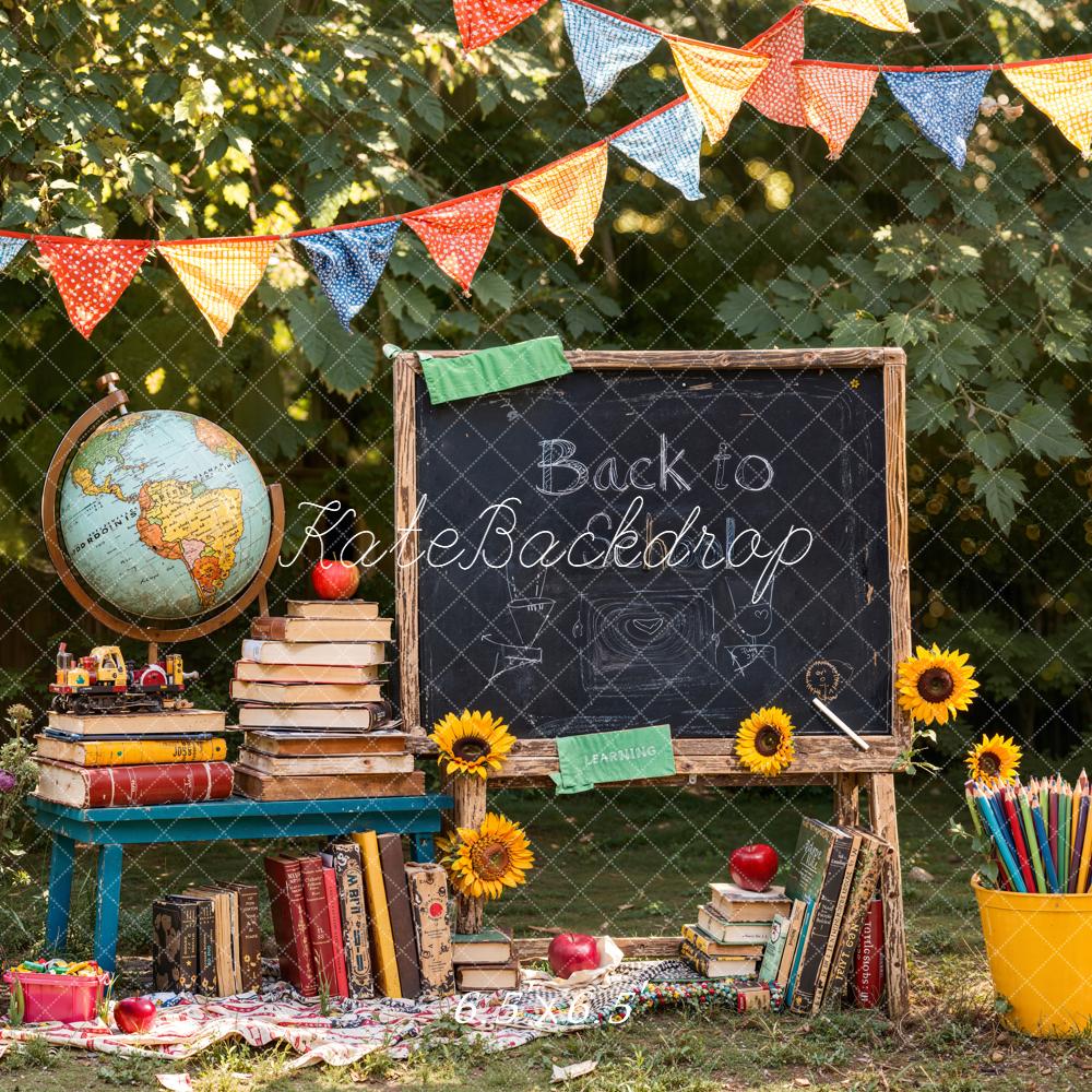 Kate Back To School Blackboard Backdrop Sunflower Designed by Emetselch - Kate Backdrop AU