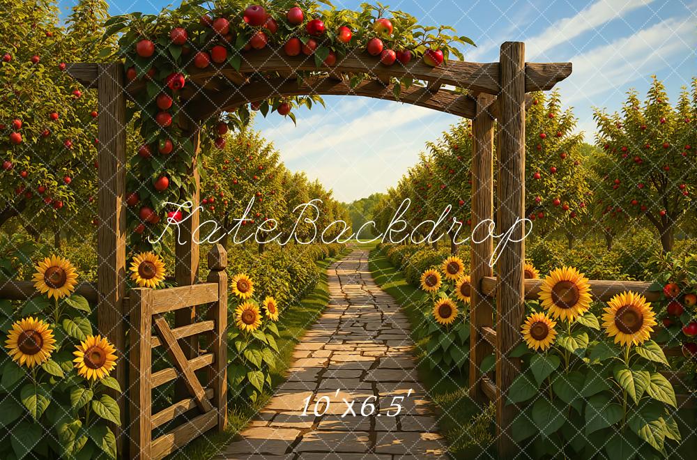 Kate Orchard Wooden Sunflowers Pathway Backdrop Designed by Mini MakeBelieve - Kate Backdrop AU