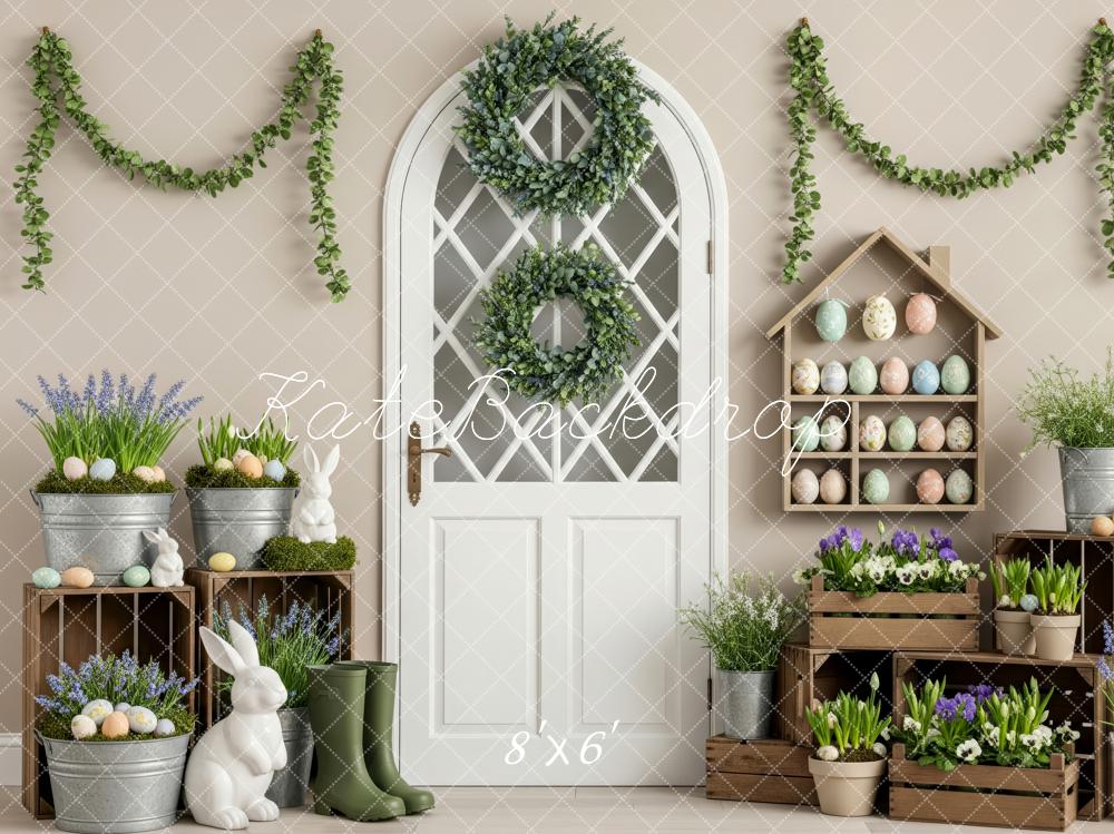 Kate Easter Bunny Eggs Greenery Door Backdrop Designed by Patty Roberts
