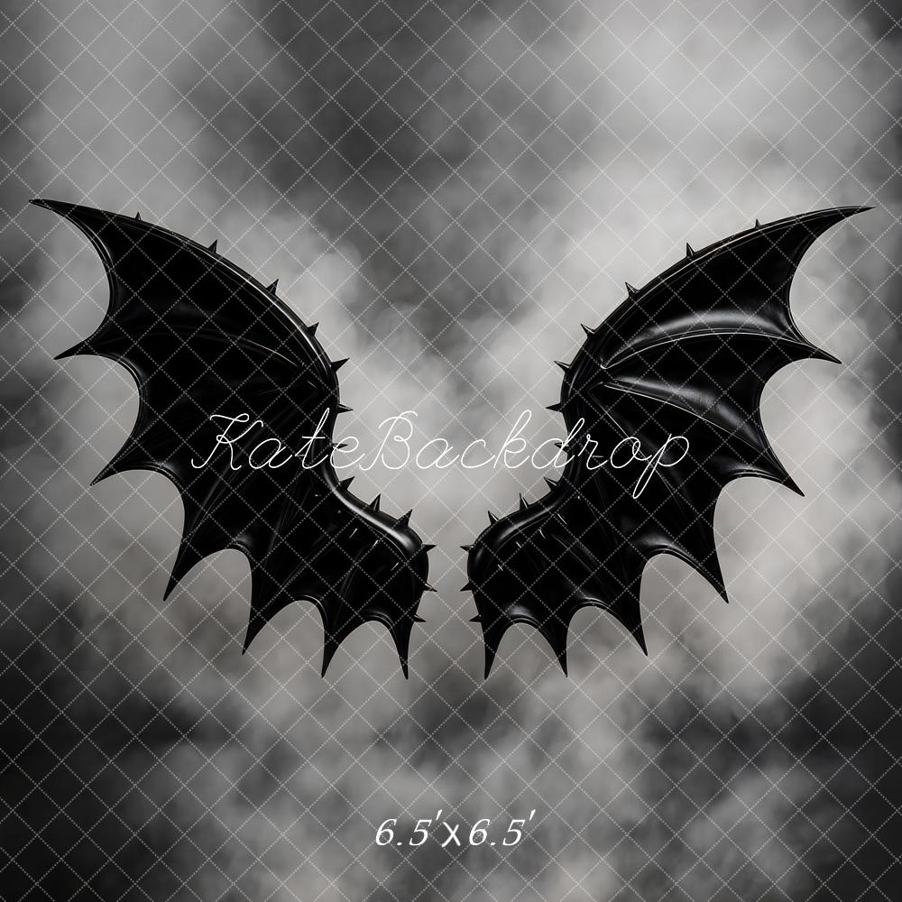 Kate Black Bat Wings Grey Smoke Backdrop Designed by Mini MakeBelieve