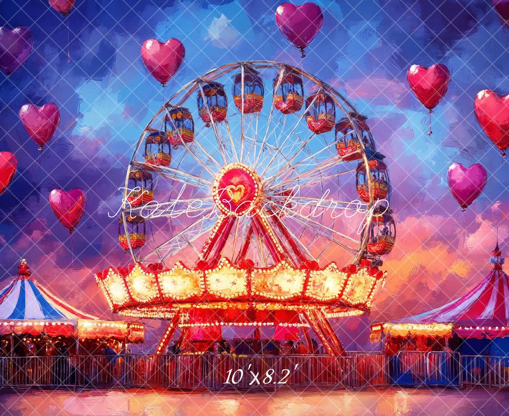 Kate Carnival Ferris Wheel Heart Balloons Backdrop Designed by Emetselch
