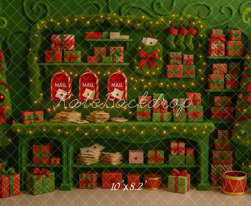Kate Green Christmas Gifts Mailbox Backdrop Designed by Ashley Paul