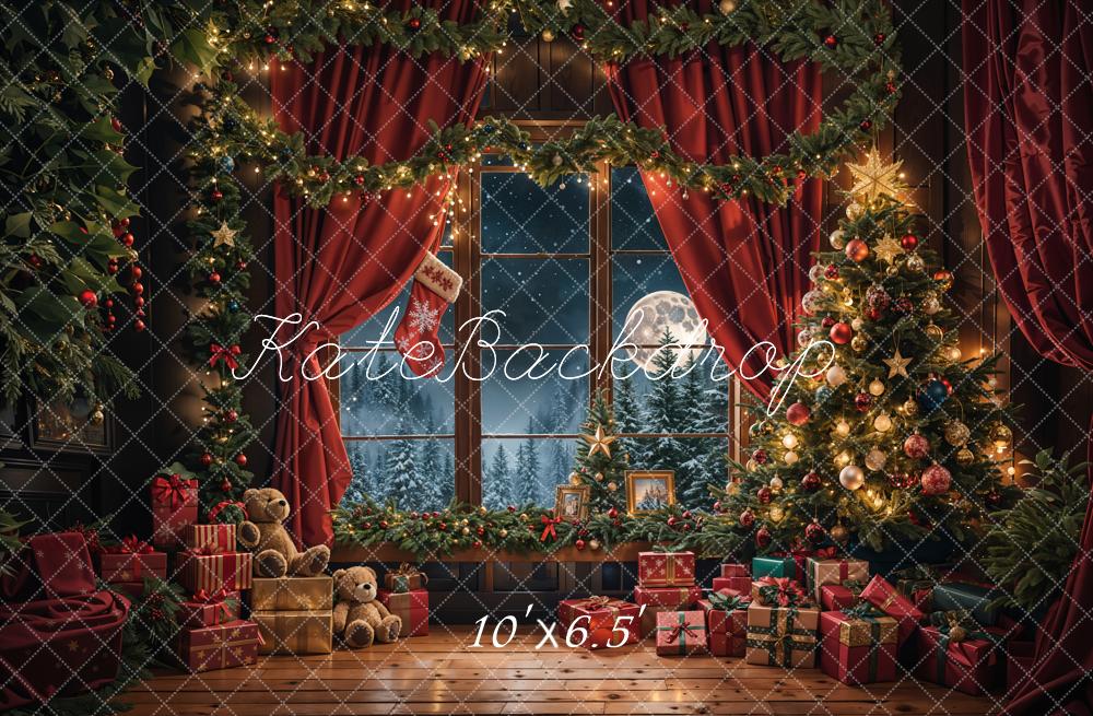 Kate Christmas Tree Gifts Moonlit Window Backdrop Designed by Emetselch