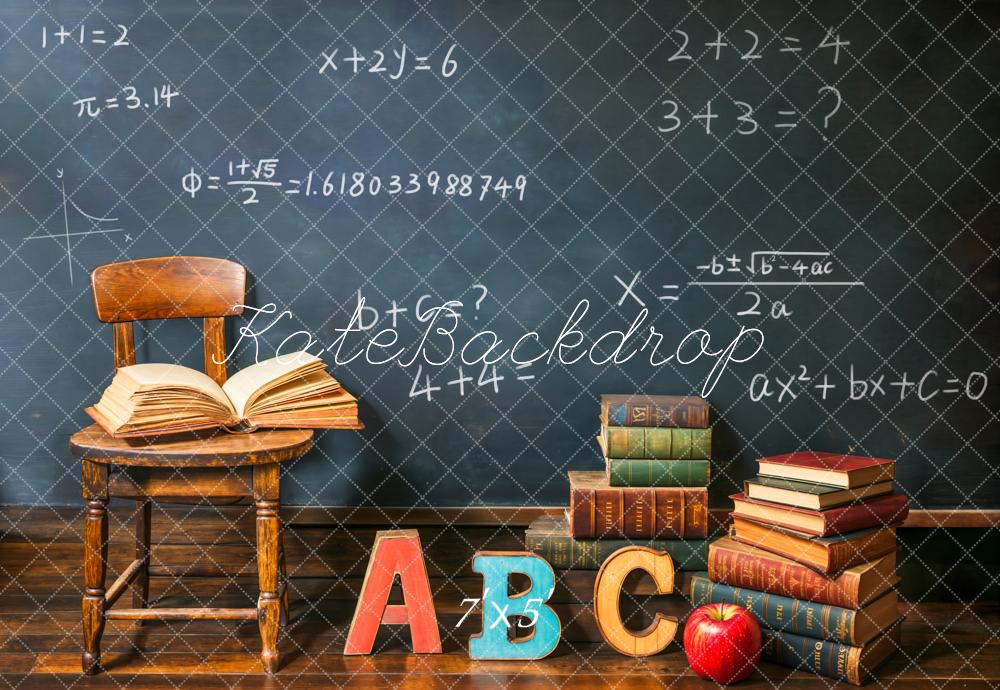 Kate Back to School Chalkboard Books Alphabet Backdrop Designed by Emetselch - Kate Backdrop AU