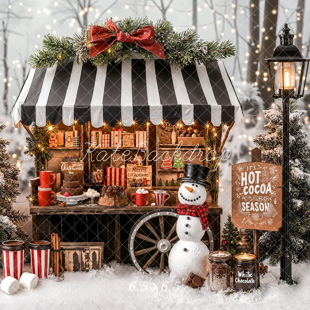 Kate Christmas Hot Cocoa Stand Snowman Backdrop Designed by Emetselch - Kate Backdrop AU