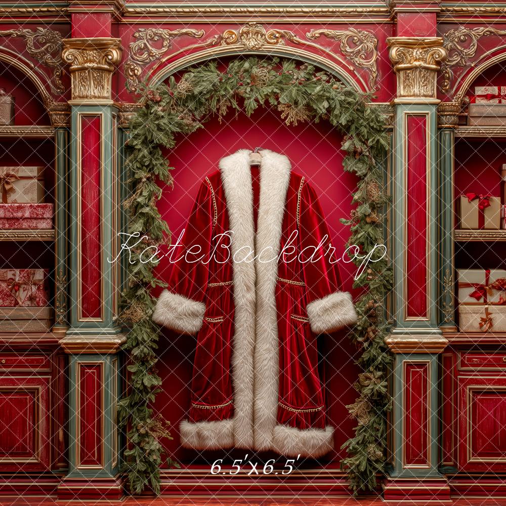 Kate Christmas Santa Coat Red Backdrop Designed by Patty Roberts - Kate Backdrop AU