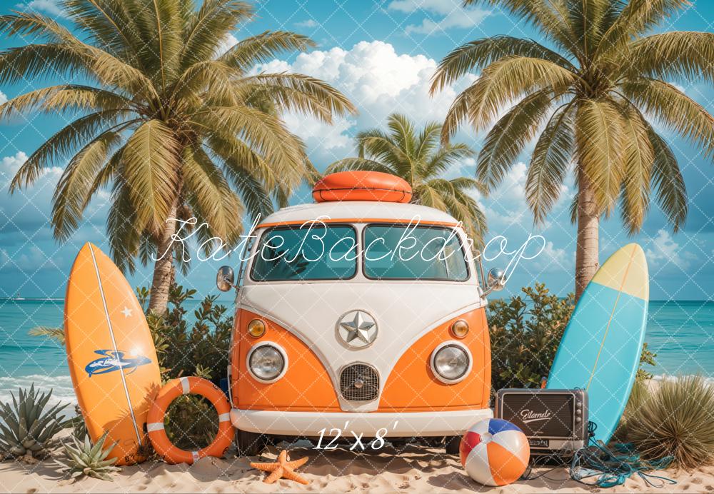Kate Summer Van Surfboards Palm Trees Backdrop Designed by Emetselch