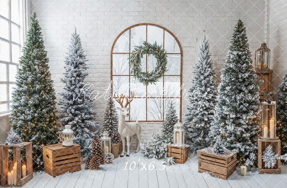 Kate Christmas Trees Wooden Fleece Backdrop Designed by Emetselch
