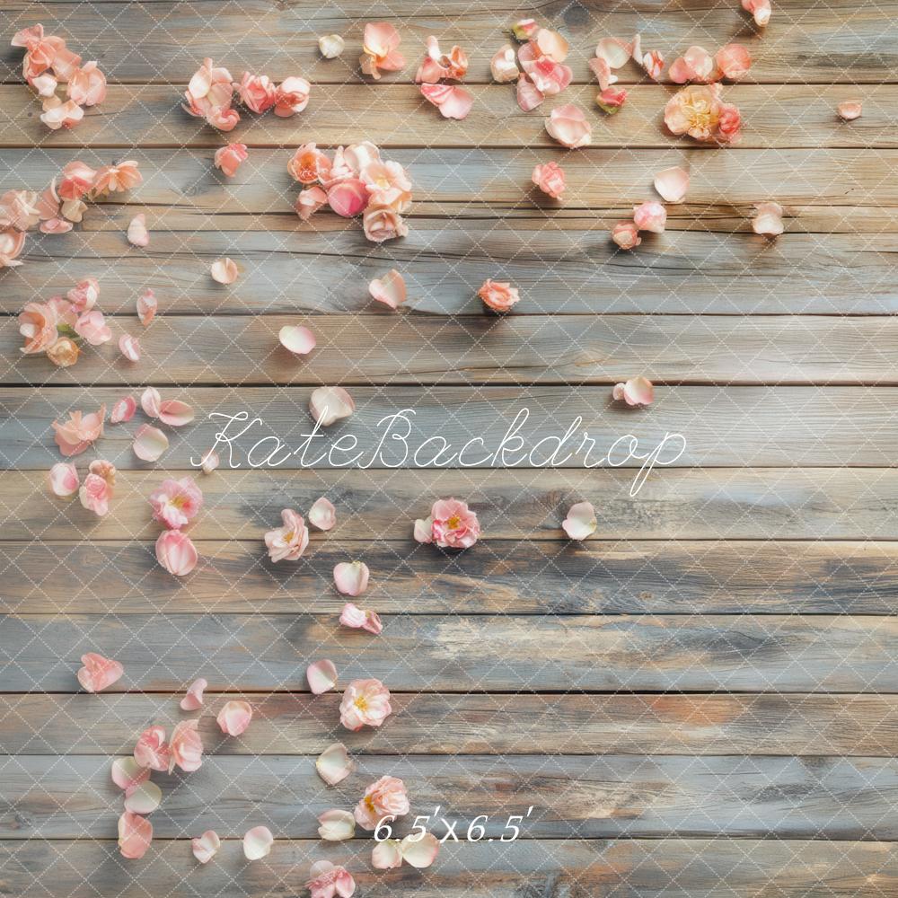 Kate Flower Petals Wood Planks Backdrop Designed by Mini MakeBelieve - Kate Backdrop AU