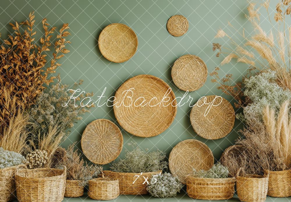 15% OFF Kate Boho Rattan Baskets Dried Flowers Backdrop Designed by Patty Roberts - Kate Backdrop AU