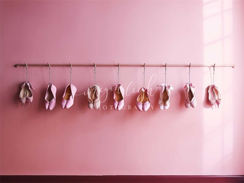 Kate Ballet Shoes Hanging Pink Wall Backdrop Designed by Megan Leigh