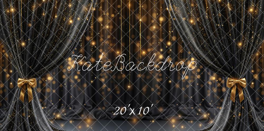 Kate Black Curtains Gold Bokeh Backdrop Designed by Emetselch