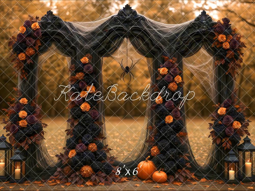 Kate Halloween Flower Arch Spider Backdrop Designed by Mini MakeBelieve