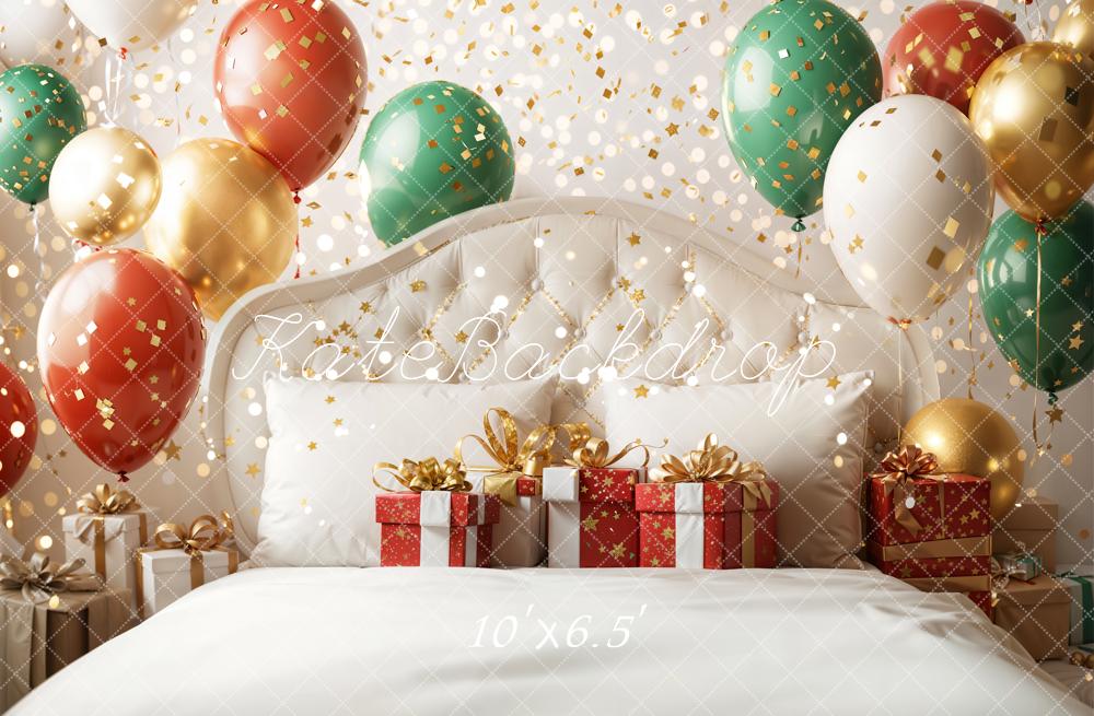 Kate Christmas Balloons Bedroom Fleece Backdrop Designed by Emetselch - Kate Backdrop AU