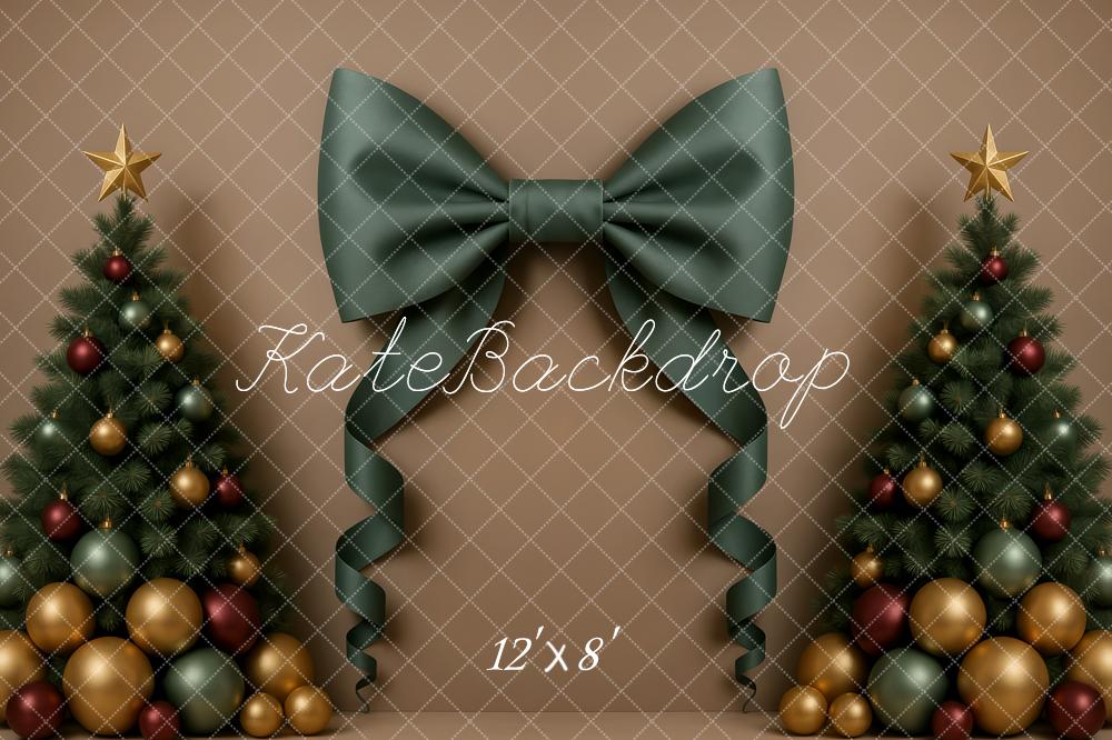 Kate Christmas Trees Green Bow Backdrop Designed by Patty Roberts